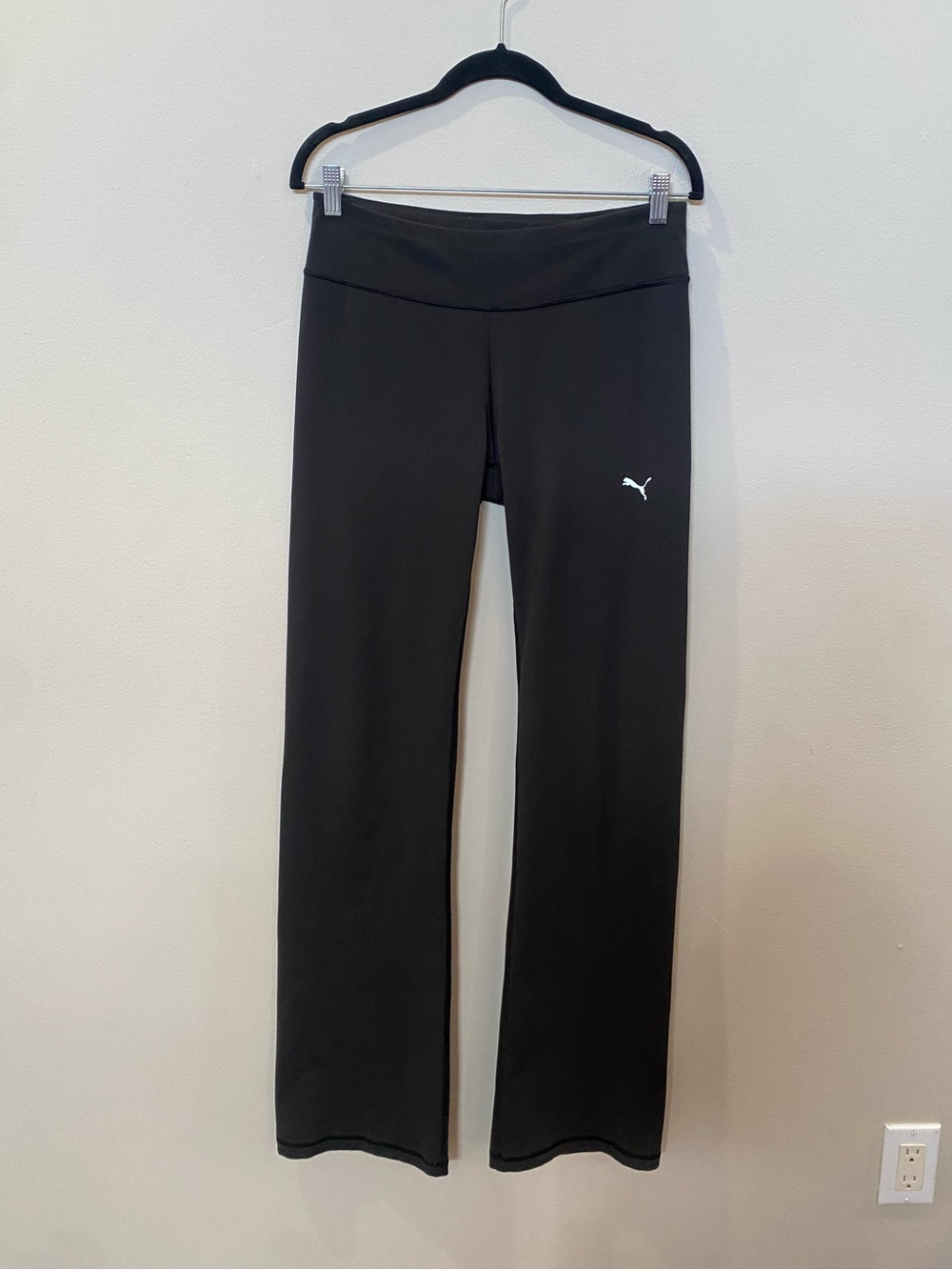 Puma Black Women's Flare Yoga Pants with White Logo